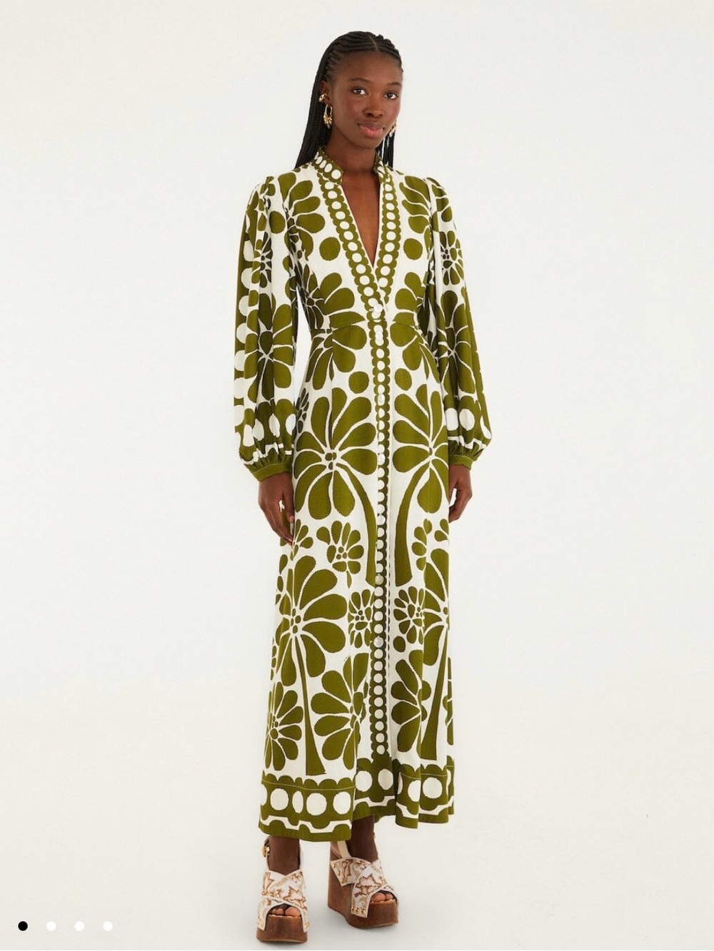 FARM Rio Palermo Buttoned Puff Sleeve Maxi Dress size Medium NWT - Picture 9 of 11